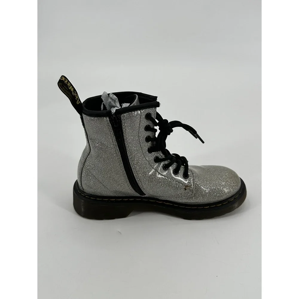 Dr Martens Boots‎ 1460 Glitter J Junior Girls Size 3 Silvery Gray Chunky Combat
